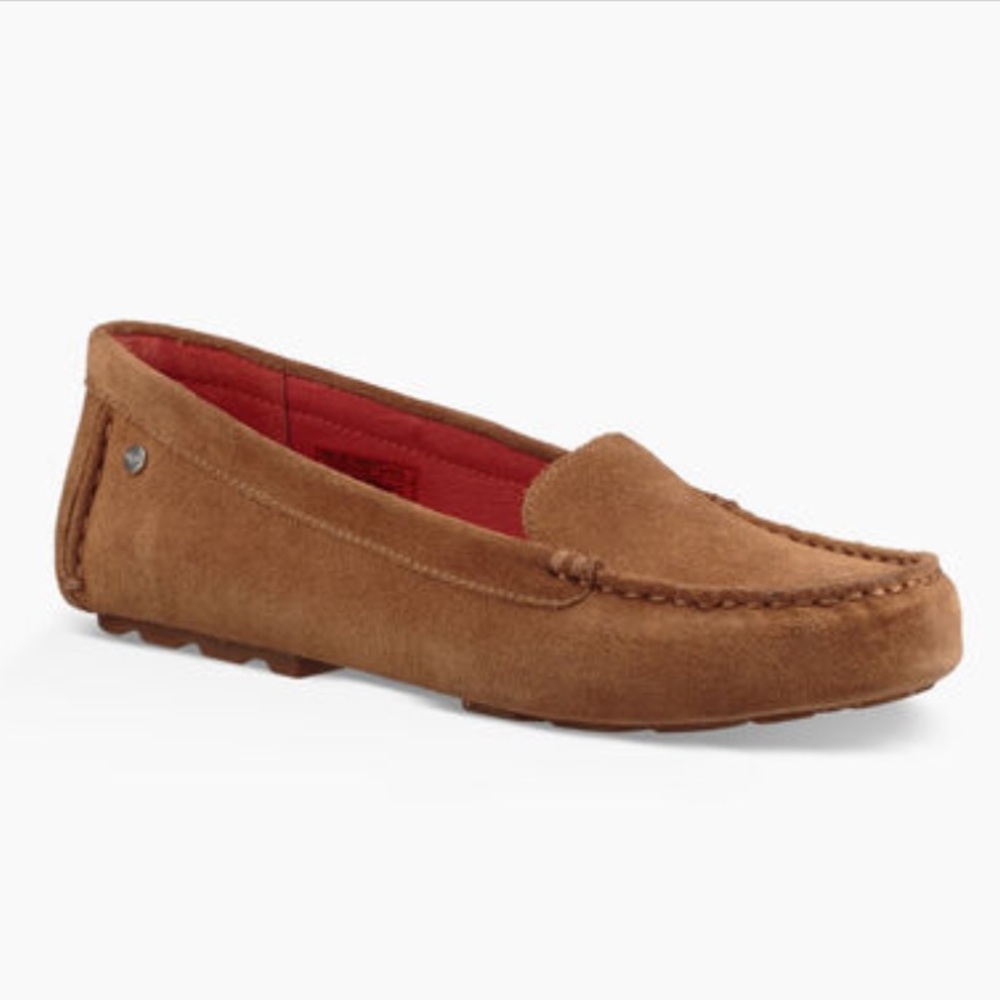 UGG Milana Water Reaistant Chestnut Suede Slip On Loafers